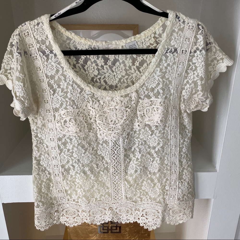 MISS ME Jeans White Lace Top